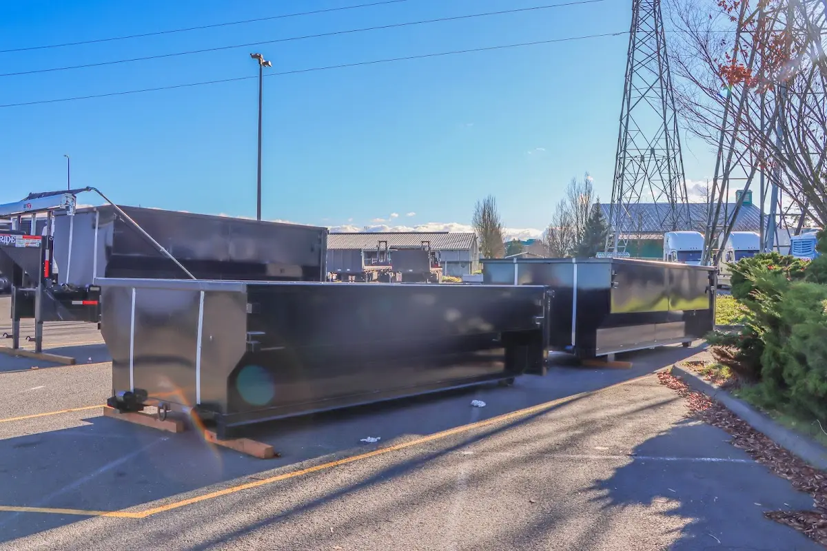 Roll-off dumpster ready for waste disposal at job site for 3 Yard Dumpster Rental in Fellsmere